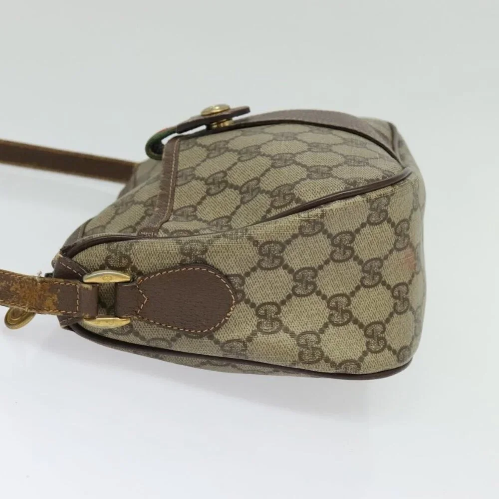 Authentic GUCCI GG Supreme Web Sherry Line Bag PVC Beige Gold Red 89 02 032 - Picture 10 of 16